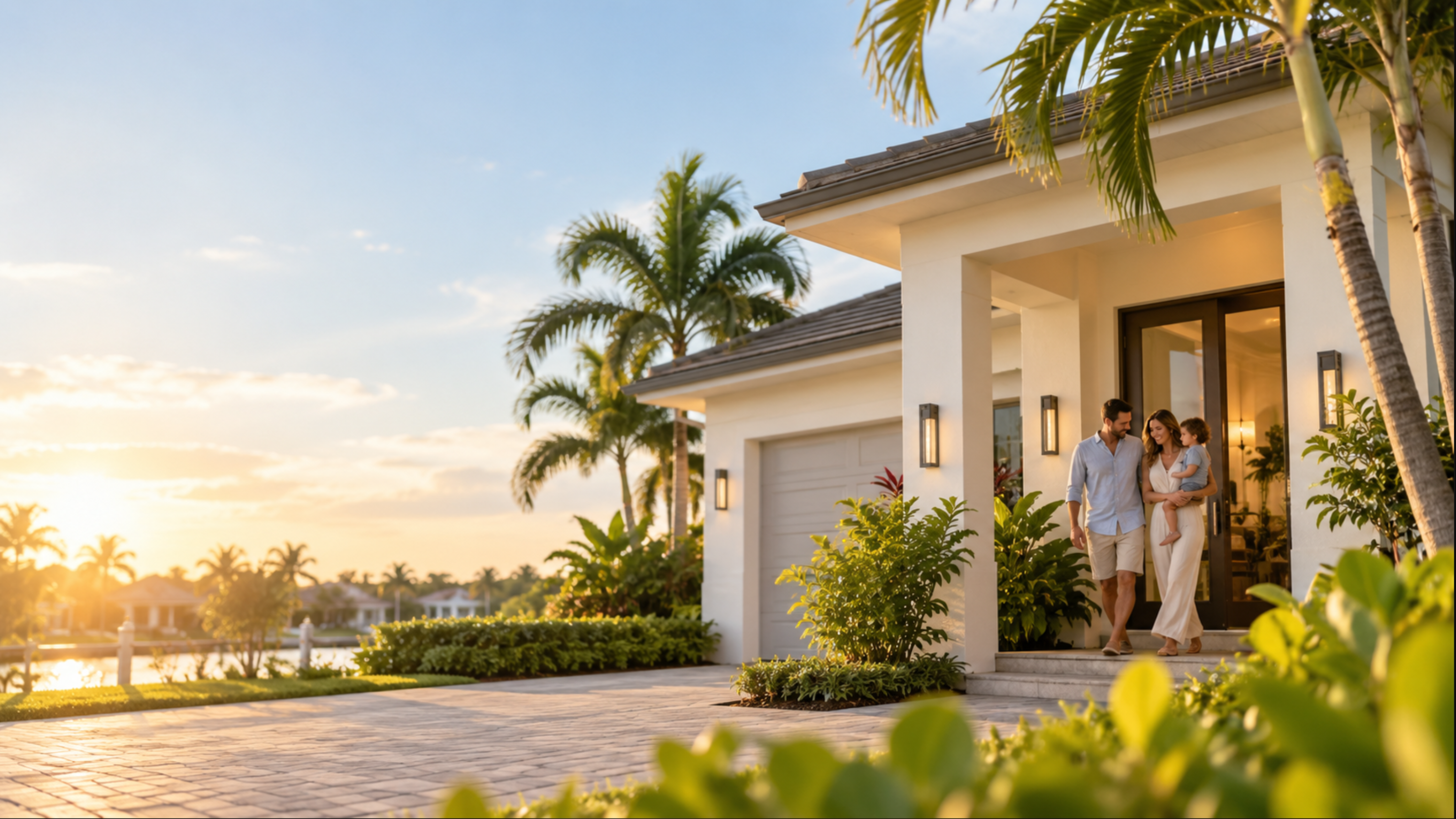 Family outside their Florida home